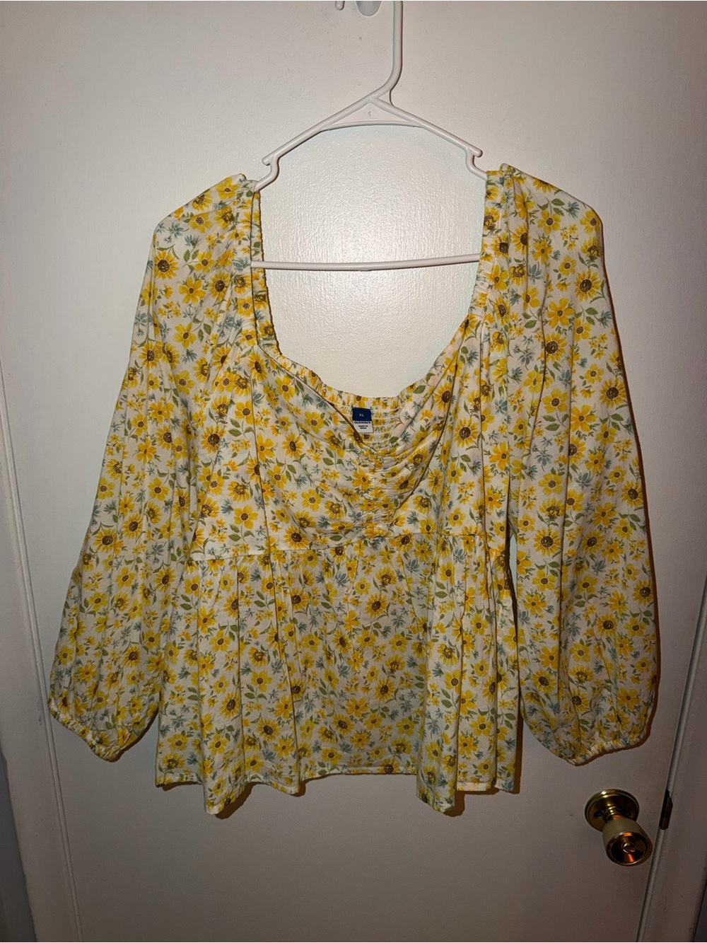 Old Navy Yellow Floral Scoop-Neck Blouse